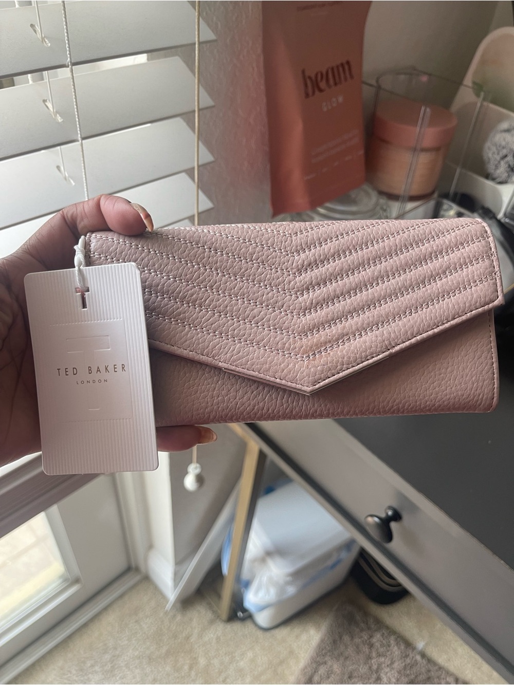 NWT Ted Baker London Lavender Quilted Flap Wallet - Picture 7 of 7